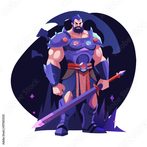 Barbarian character illustration in flat style
