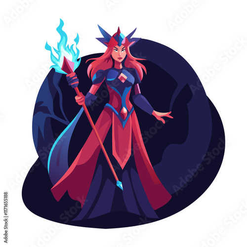 Fire sorceress flat character illustration