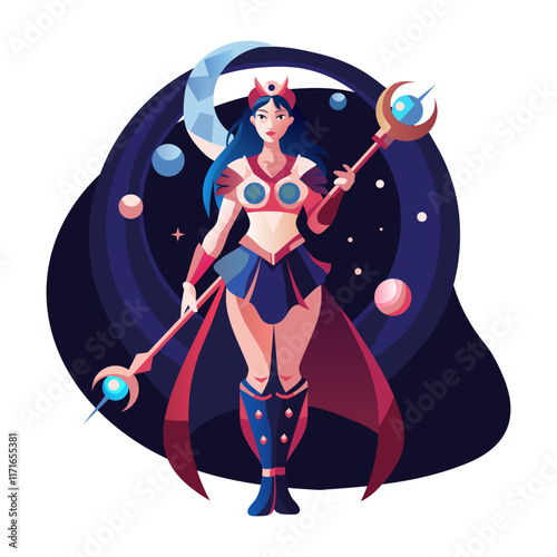 Celestial guardian flat character illustration
