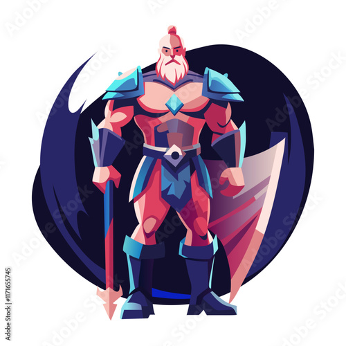 Flat illustration of a powerful warrior