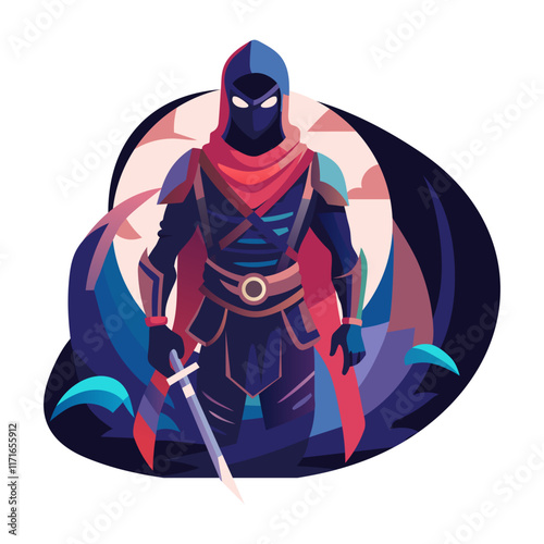 Fencer character illustration in flat style