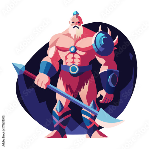 Norse warrior flat character illustration