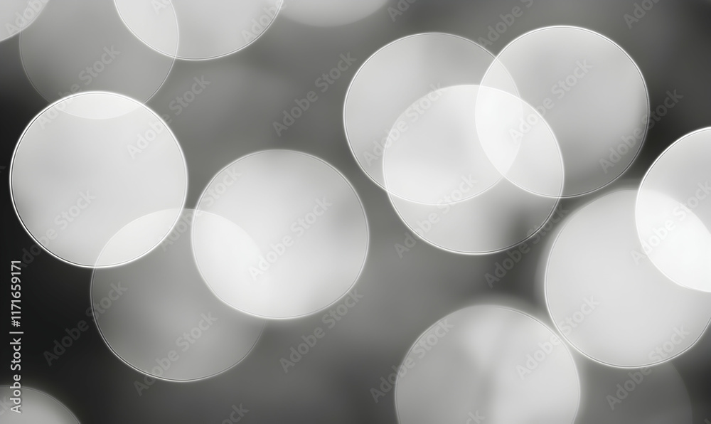 Abstract grayscale bokeh background image featuring overlapping circles of varying sizes and brightness, ideal for website banners, presentations, or design projects. Abstract grayscale bokeh background image featuring overlapping circles of varying sizes and brightness, ideal for website banners, presentations, or design projects.