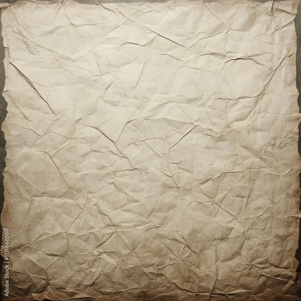 Obraz premium Vintage Crumpled Paper Texture with Brown Grunge Design Background