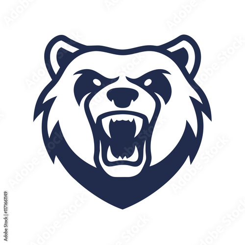 Create a ferocious bear mascot logo. silhouette