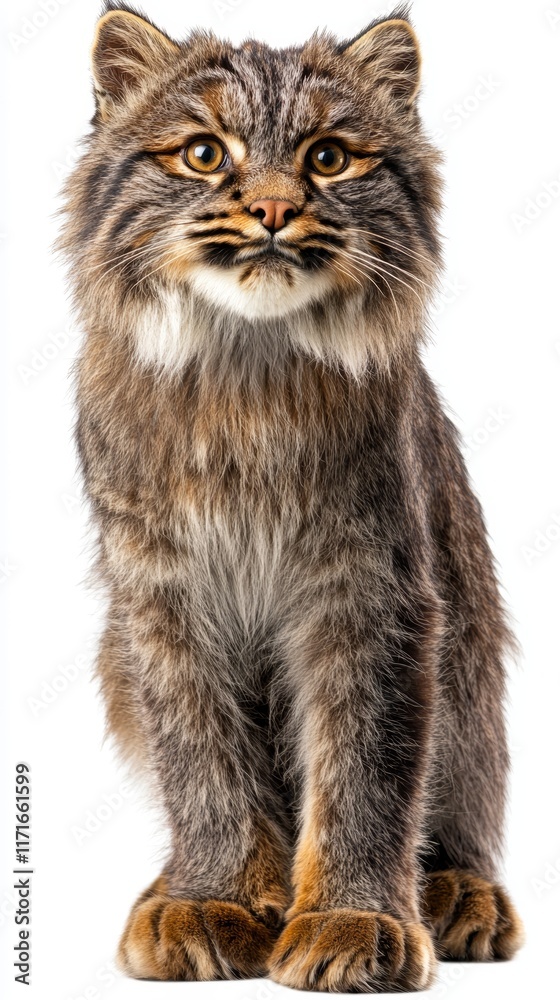 Obraz premium Manul isolated on white background, use for wildlife and animal themes