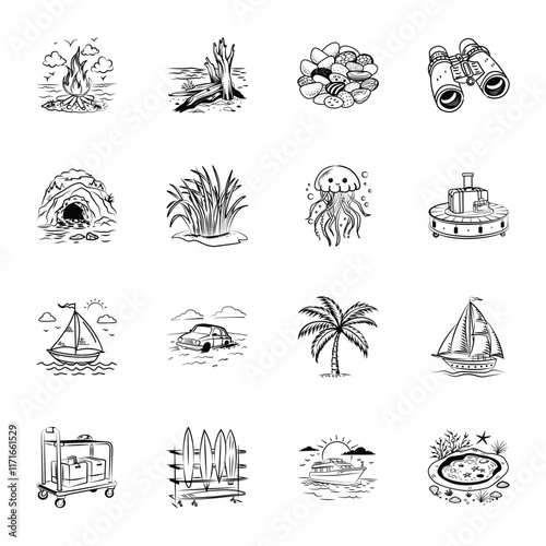 Collection of Exotic Doodle Icons