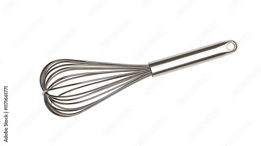 Isolated stainless steel kitchen whisk with a handle isolated on solid white background. Isolated stainless steel kitchen whisk with a handle isolated on solid white background.