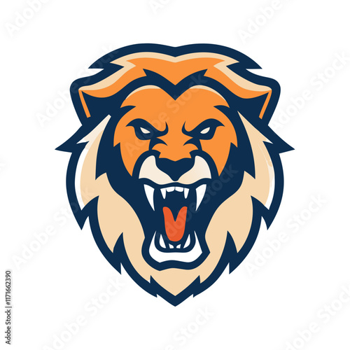 Design a roaring lion mascot logo.