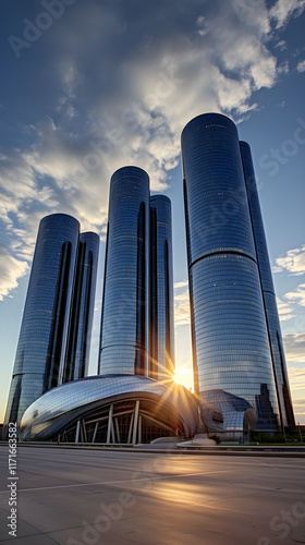 Iconic Representation of Auto Industry: General Motors (GM) Corporate Headquarters in Detroit