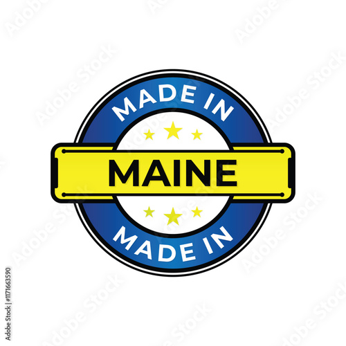 Made in Maine label icon emblem isolated on white background