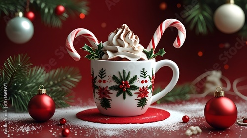 Warm Merry Christmas: Cozy 3D Embroidery Mug Art
 photo