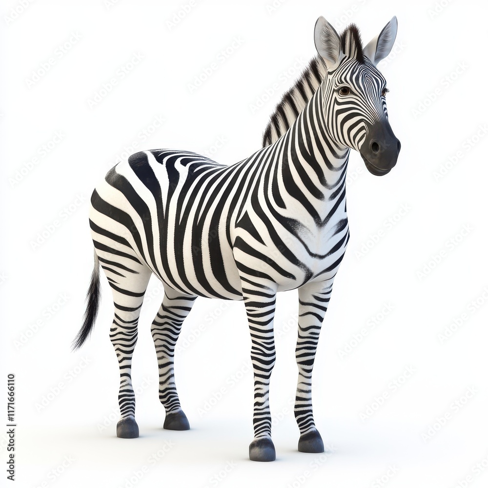Obraz premium 3D Zebra Isolated and White Background