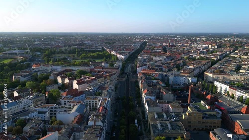 Elevated Trainstation Eberswalder in berlin. Perfect aerial view flight drone photo