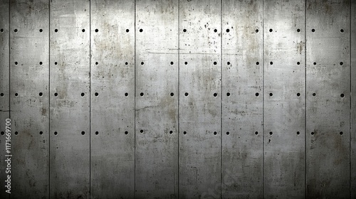 A textured concrete wall with visible imperfections and holes, suitable for backgrounds.