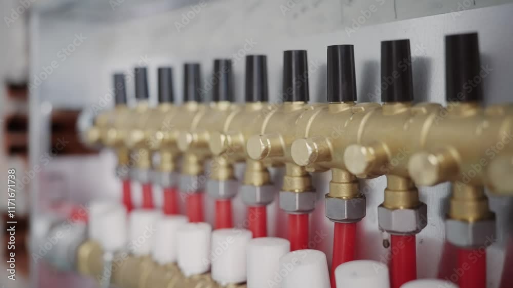 Installation of floor heating distribution system in a building under construction