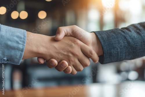 Young asian businessman handshake with client after deal job success Generative AI