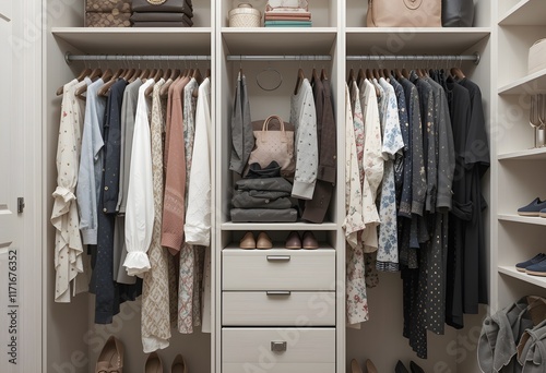 clothes in a wardrobe
