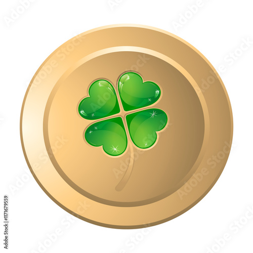 Gold coin with clover vector