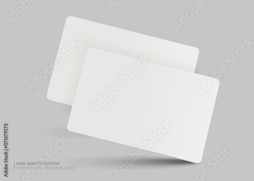 Business card mockup for your design template. Blank empty credit card mockup. Blank white gift card paper placeholder mockup