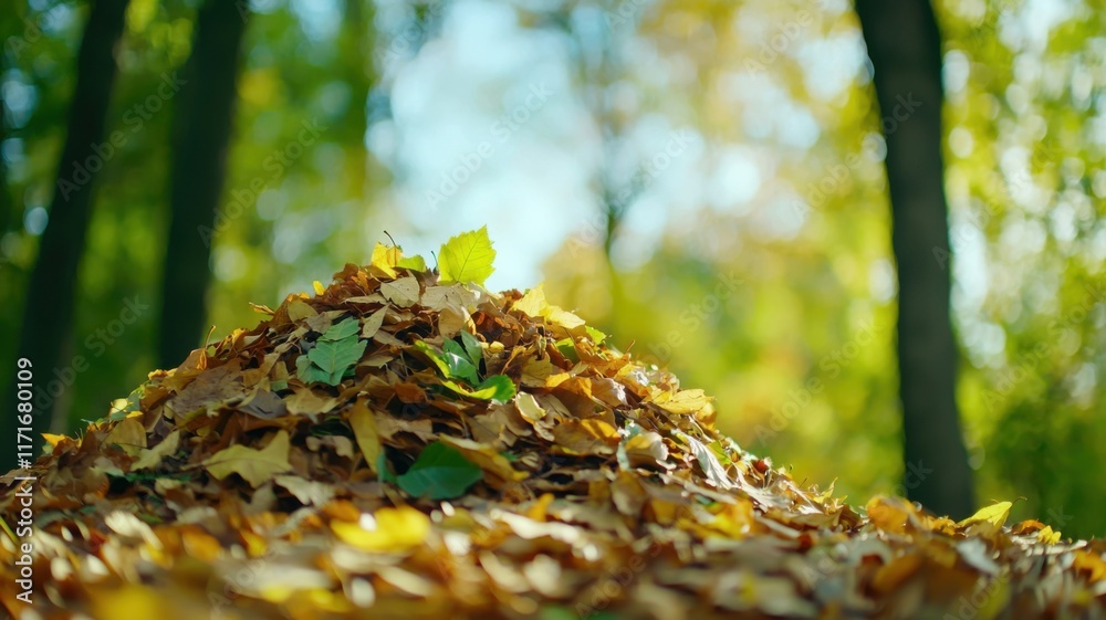 Autumn leaves pile forest clearing nature photography vibrant environment close-up view seasonal change Autumn leaves pile forest clearing nature photography vibrant environment close-up view seasonal change