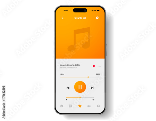 Media music player interface isolated on white background. Multimedia frame template. Mockup live stream window, player. Online broadcasting. Multimedia navigation and music application.