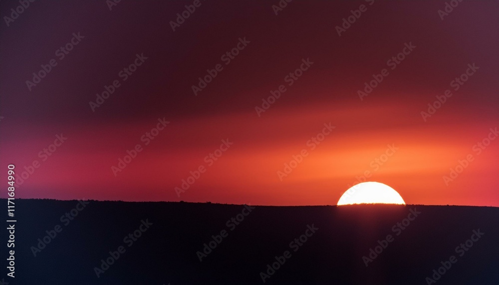 Fiery sunset paints the sky in shades of red and purple. Fiery sunset paints the sky in shades of red and purple.
