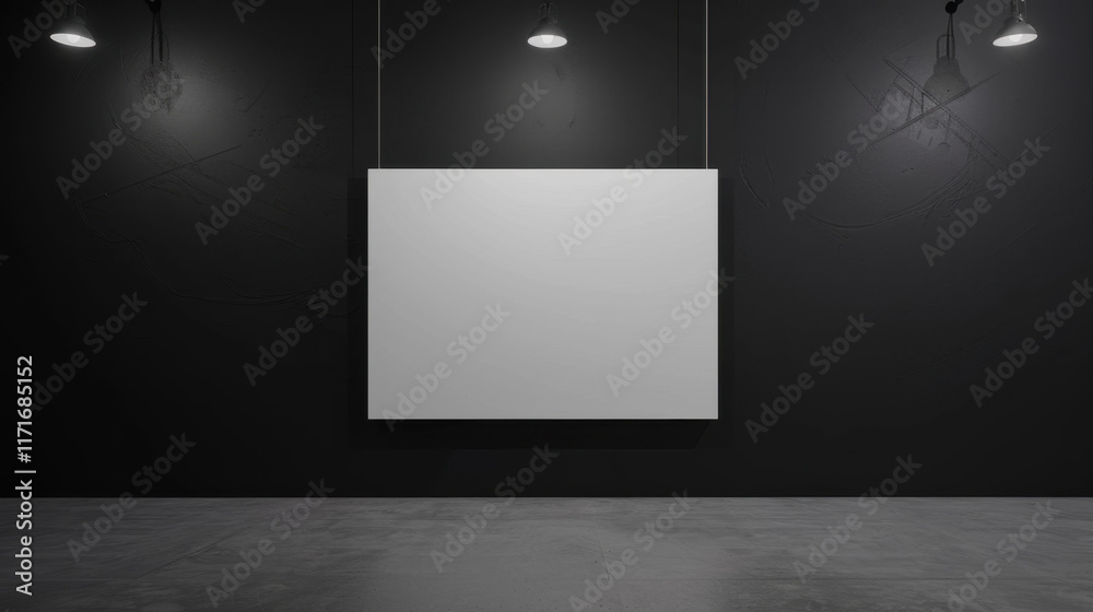 blank white canvas on wall with spotlight blank white canvas on wall with spotlight