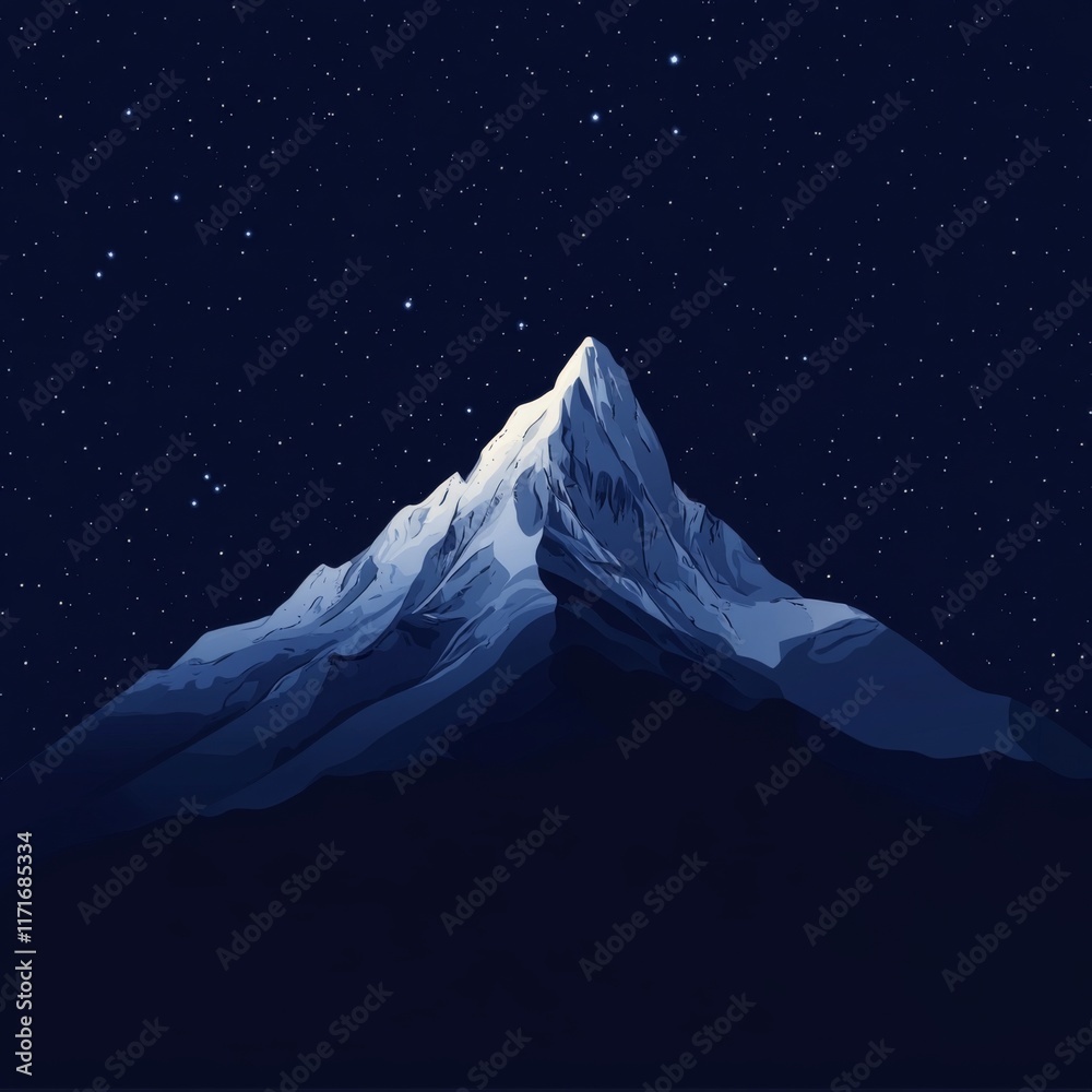 Majestic snow-capped mountain peak under a starry night sky. (1) Majestic snow-capped mountain peak under a starry night sky. (1)