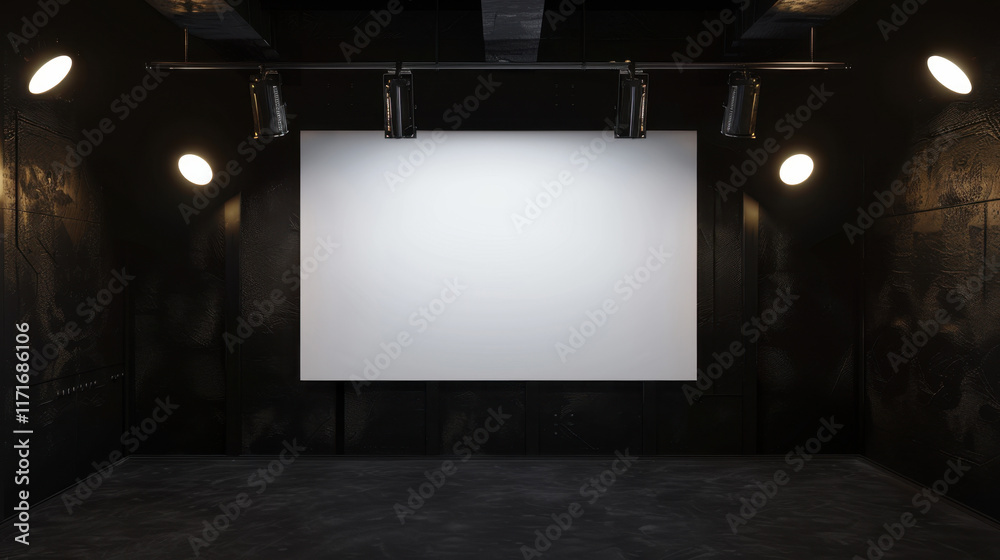 blank white canvas on wall with spotlight blank white canvas on wall with spotlight