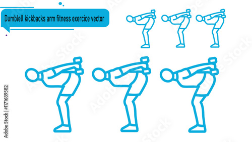 Dumblell kickbacks arm fitness exercice vector