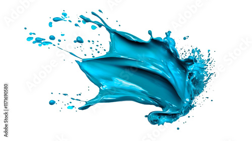 Wallpaper Mural A vibrant teal paint splash forming an abstract shape isolated on a transparent background, PNG Torontodigital.ca