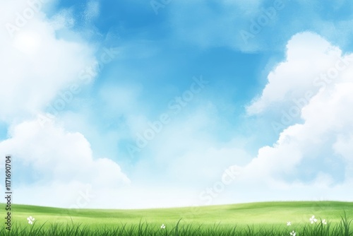 Field of grass with a blue sky in the background