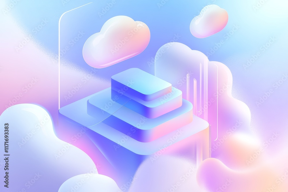 Colorful image of a cloud-filled sky with a blue and purple background Colorful image of a cloud-filled sky with a blue and purple background