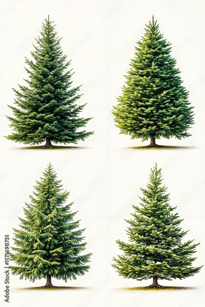 Fototapeta premium Four different types of christmas trees