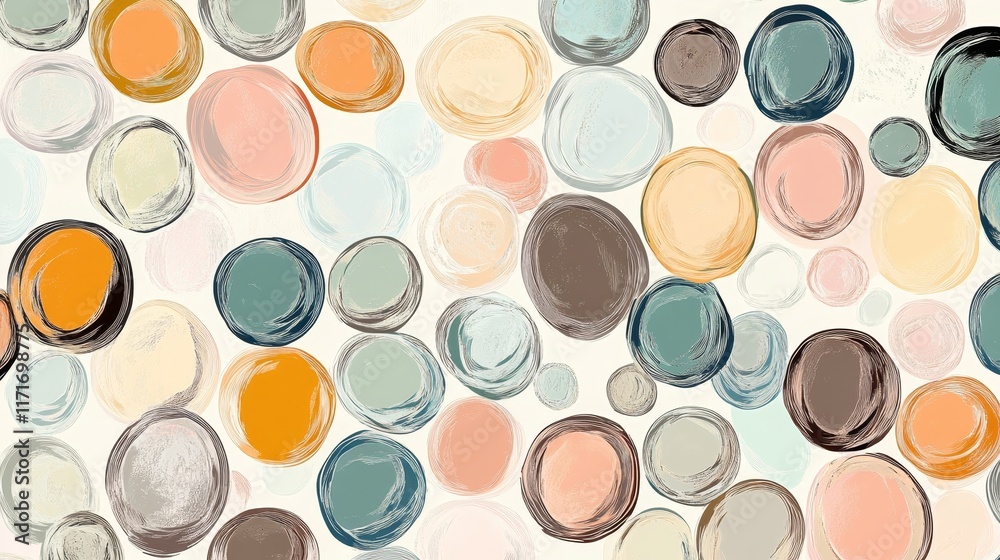 Abstract pattern of colorful circular shapes on a light background. Abstract pattern of colorful circular shapes on a light background.