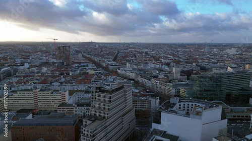 De berlin 20.2.24, kudamm evening skyline. Unique aerial view flight drone photo