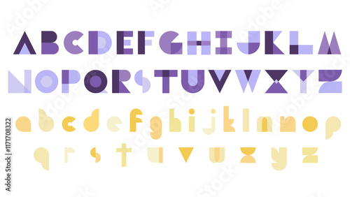geometric bauhaus style alphabet abc uppercase lowercase letters  capital abstract font typeface design illustration vector set