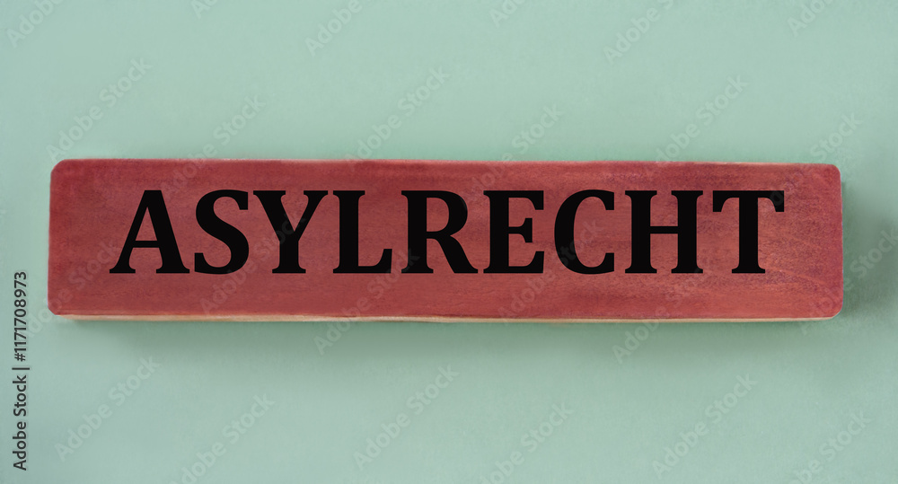 Obraz premium ASYLRECHT - word on brown wooden block on mint background