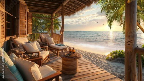 Porch on a picturesque sea beach