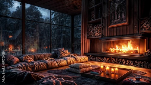 Cozy cabin in the middle of the forest