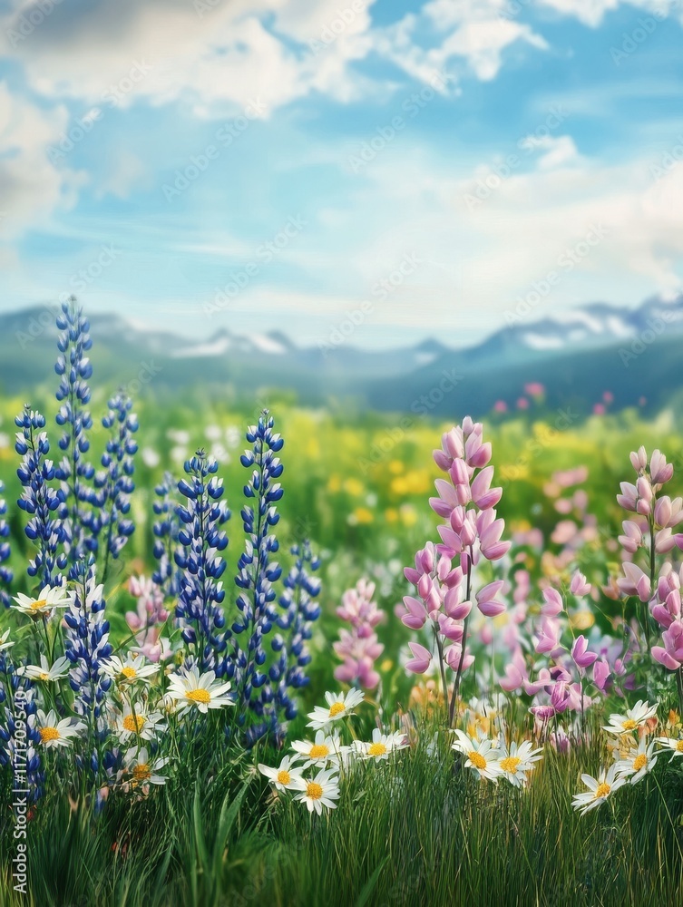 spring wild flower field background