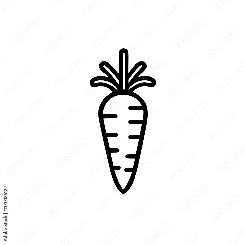 Detailed black and white carrot design sketch Detailed black and white carrot design sketch