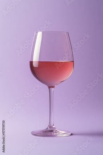 Elegant glass of rose wine against a soft purple background highlighting its ...
