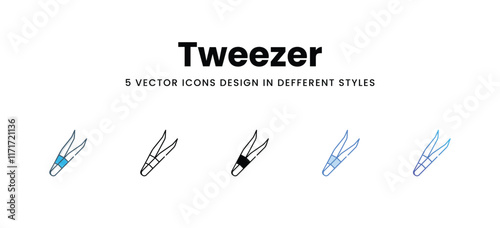 Tweezer icons different style vector stock illustration