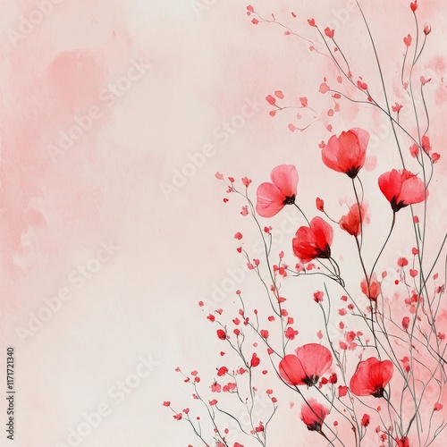 Delicate pink flowers against a soft pastel background showcasing nature's be...