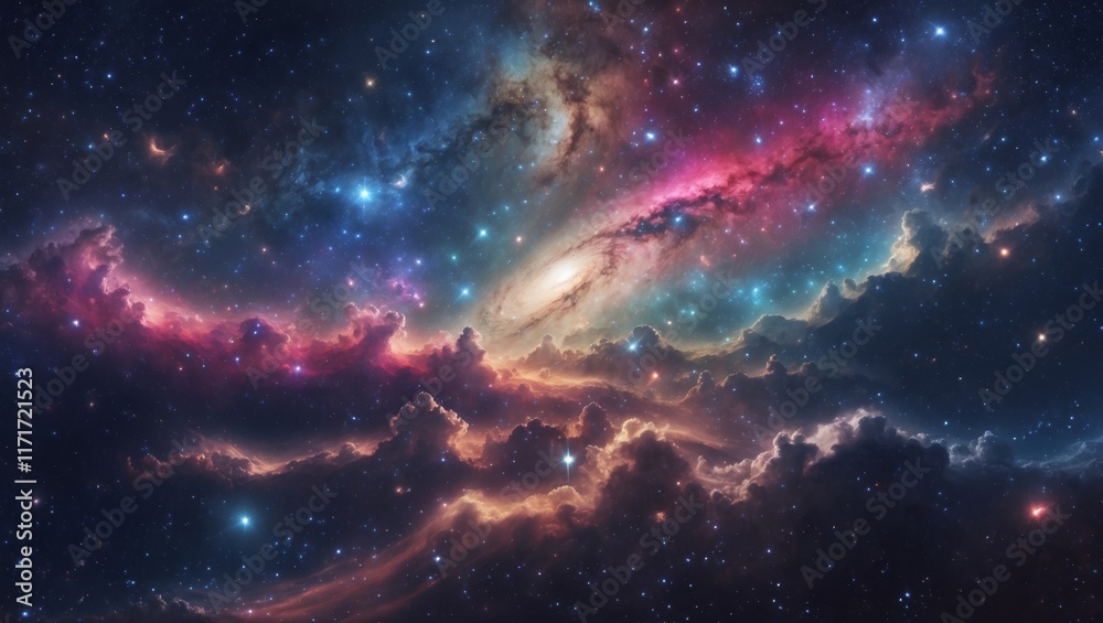 Fototapeta premium Colorful nebula and stars in deep space