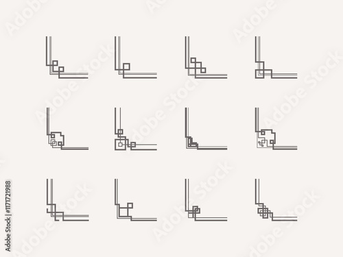 Unique geometric corner design elements for decorative use