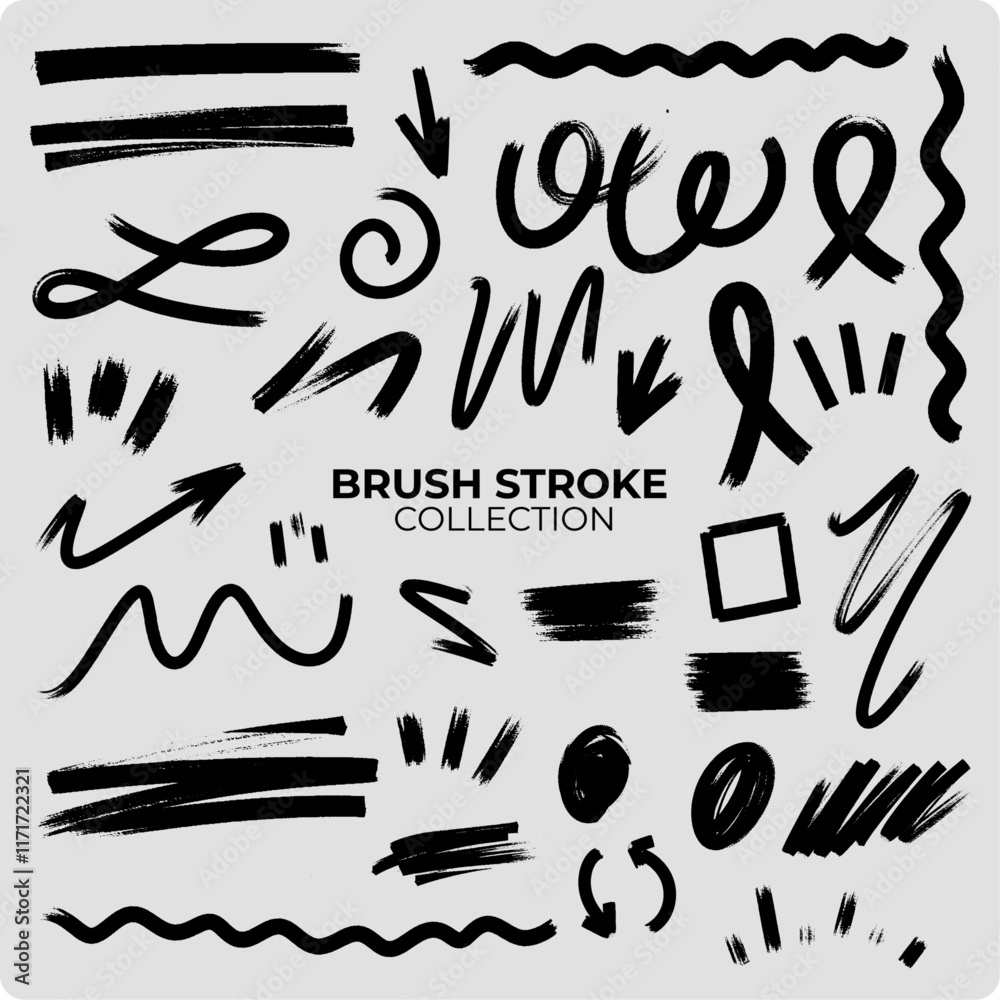Black and White Brush stroke collection Vector