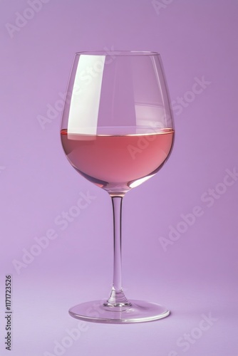 Elegant glass of rose wine against a soft purple background highlighting its ...